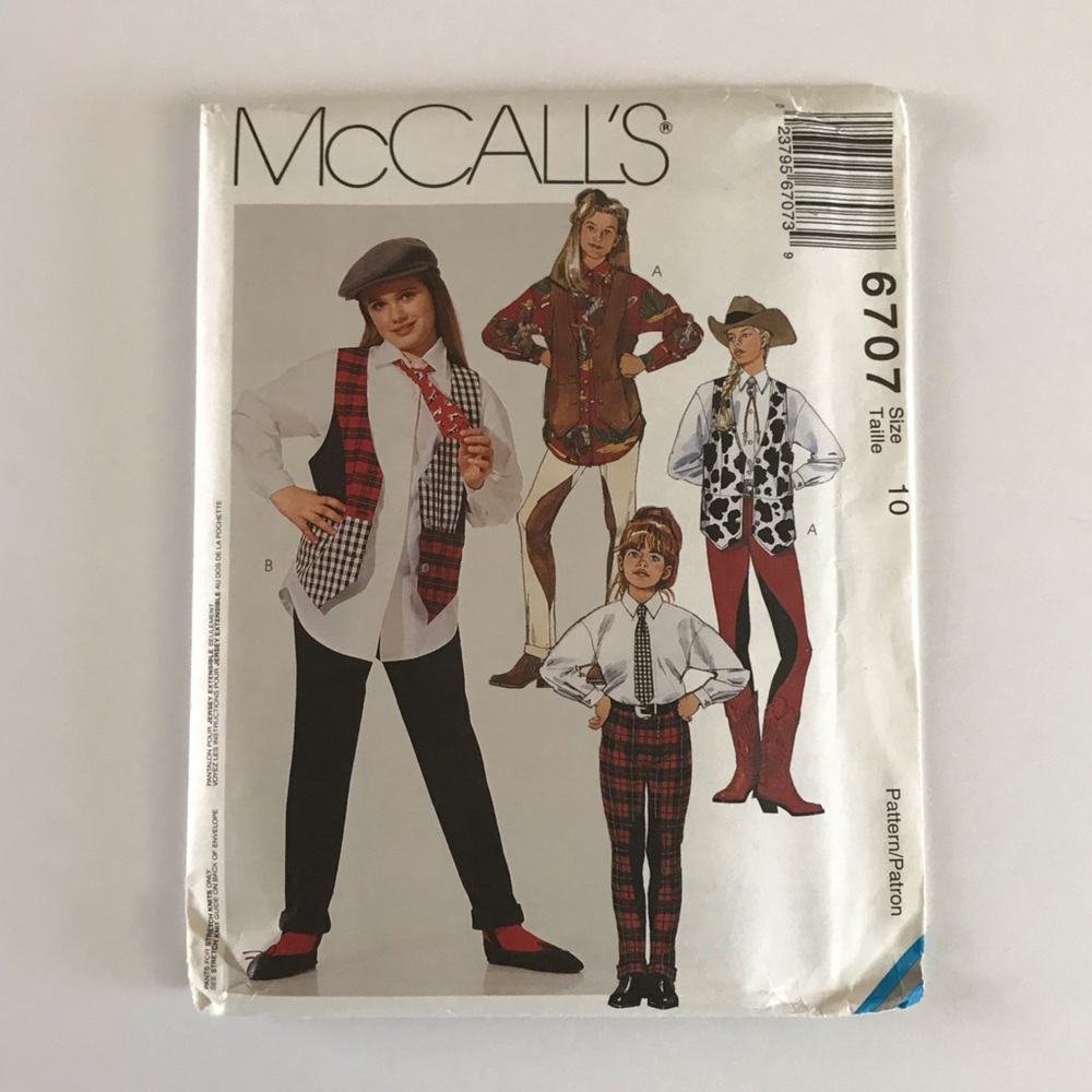 🧵3for12🧵 VTG McCall’s Pattern 6707 Child’s Vest Shirt Pants Tie
